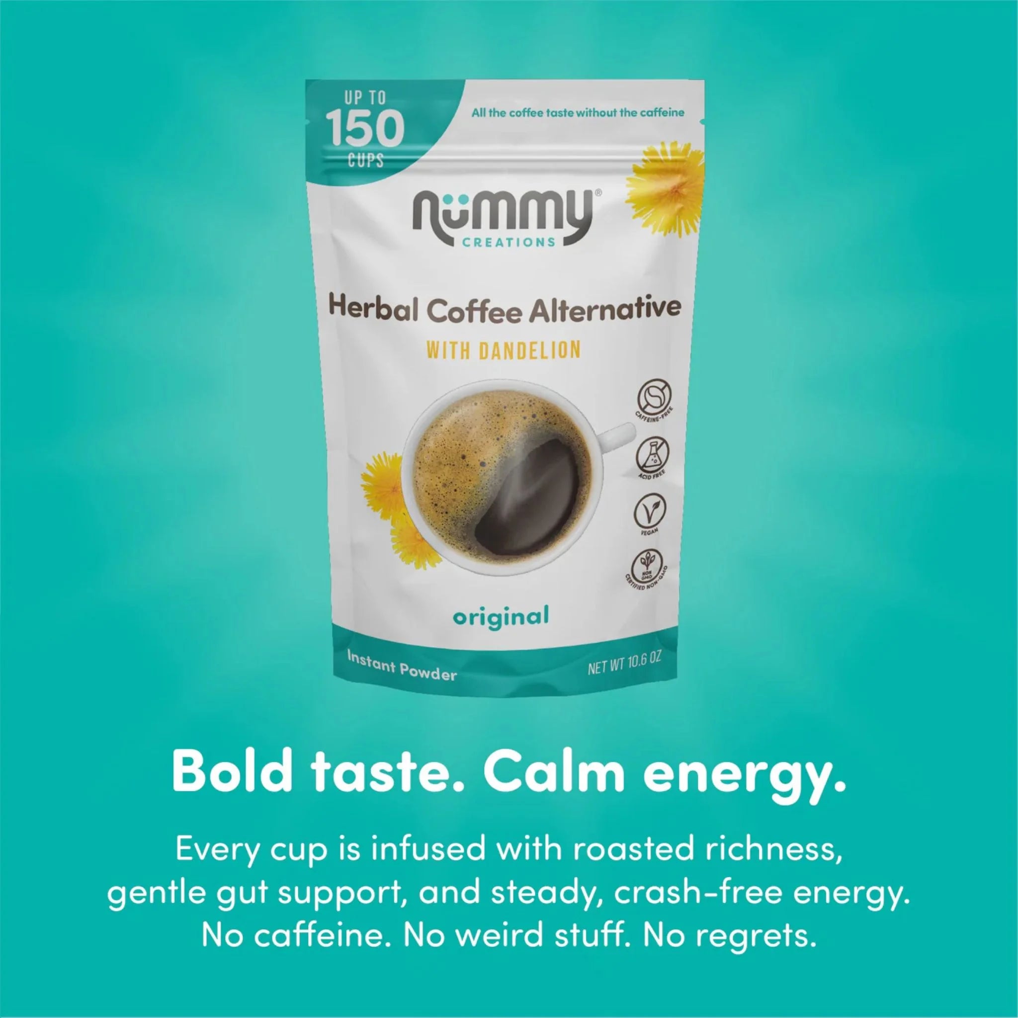 Nummy Creations Instant Herbal Coffee Alternative, Original 150g