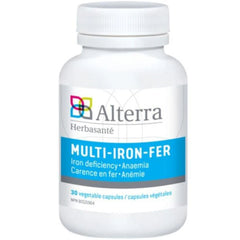 Alterra Multi-Iron 30 Vegan Capsules - Prevent Iron Deficiency, Anemia, and Associated Tiredness and Fatigue, Support Liver Function, Help to Form Red Blood Cells