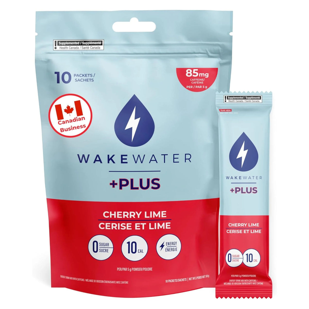 WakeWater Plus Cherry Lime 5g x 10 - Nature's Source Inc