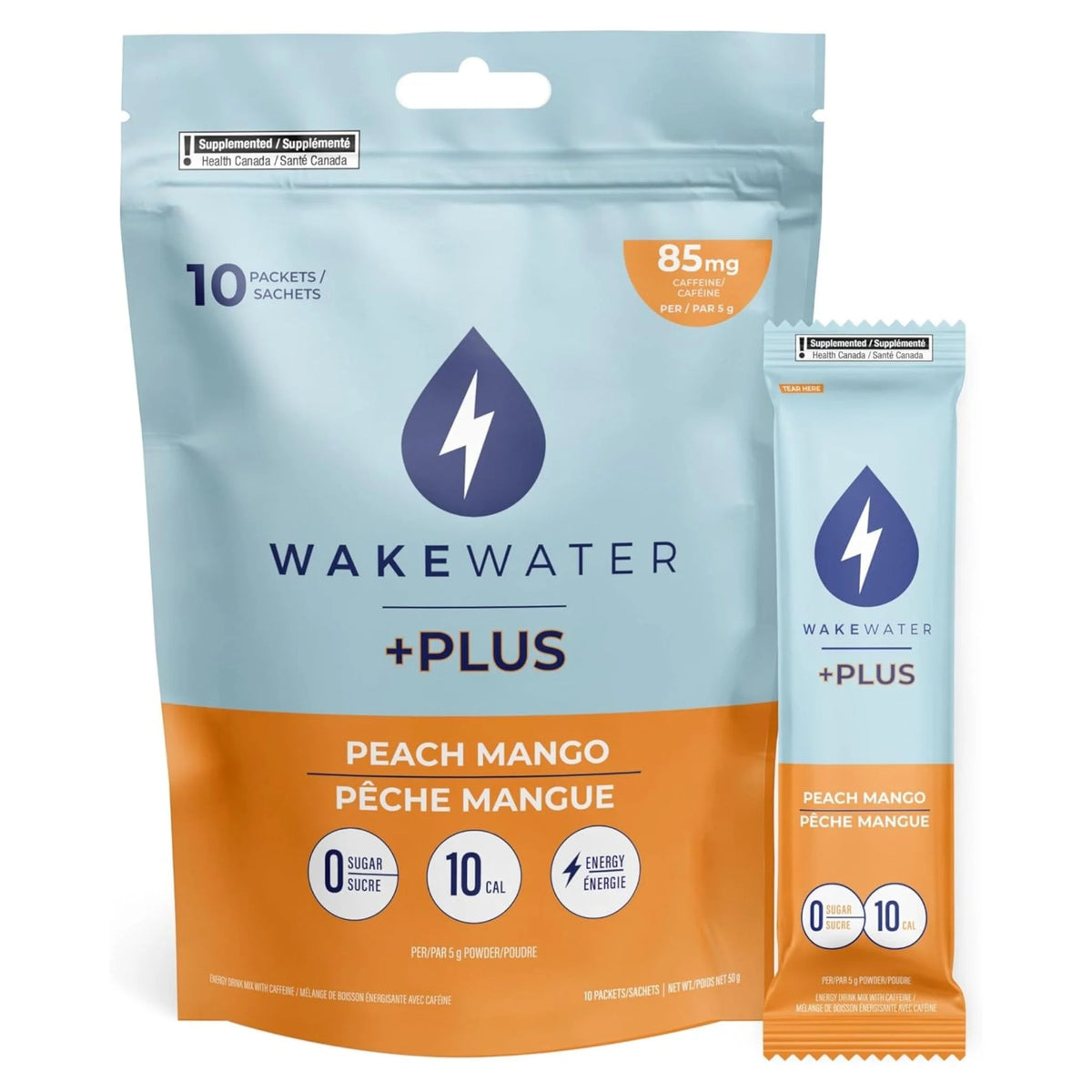 WakeWater Plus Peach Mango 5g x 10 - Nature's Source Inc