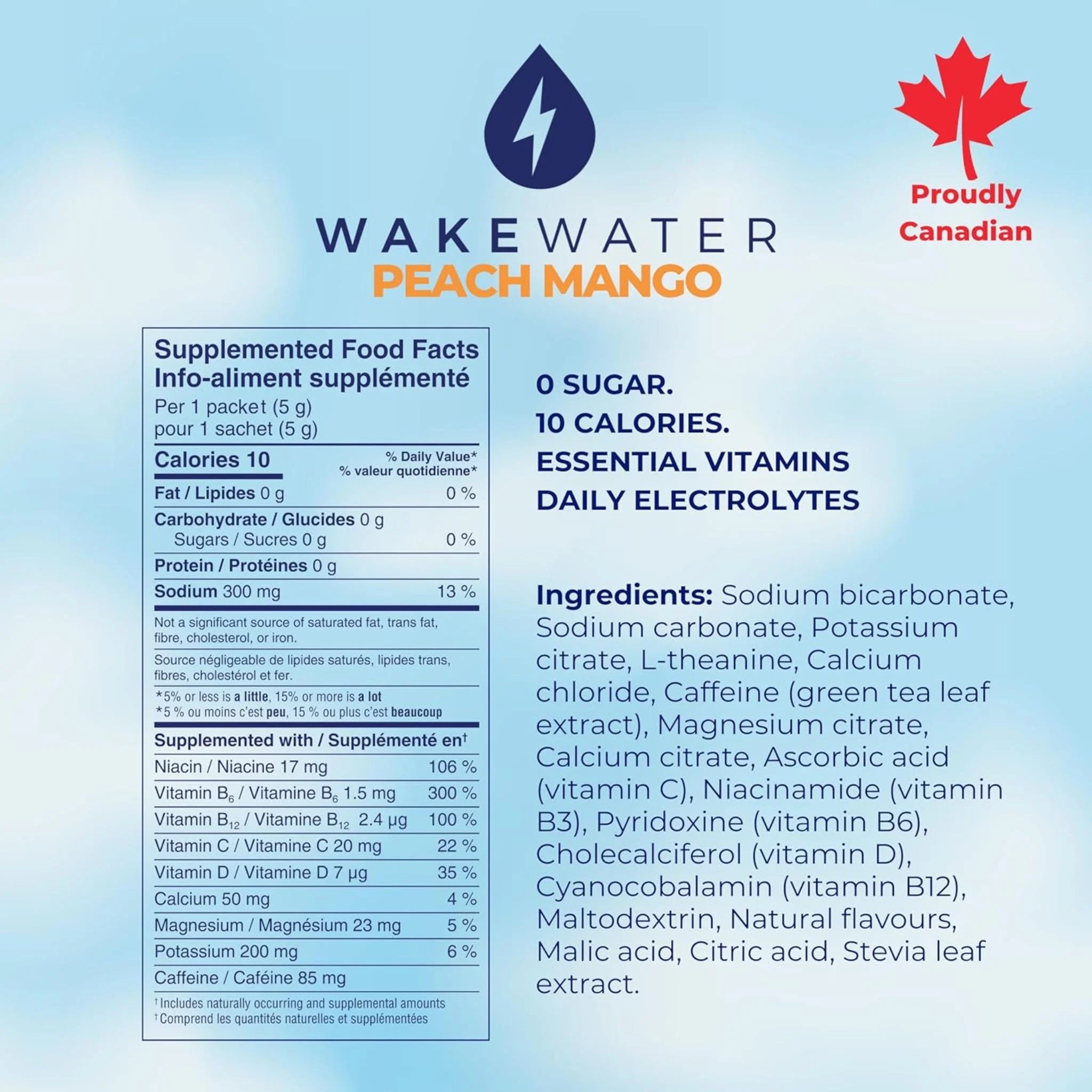 WakeWater Plus Peach Mango 5g x 10 - Nature's Source Inc