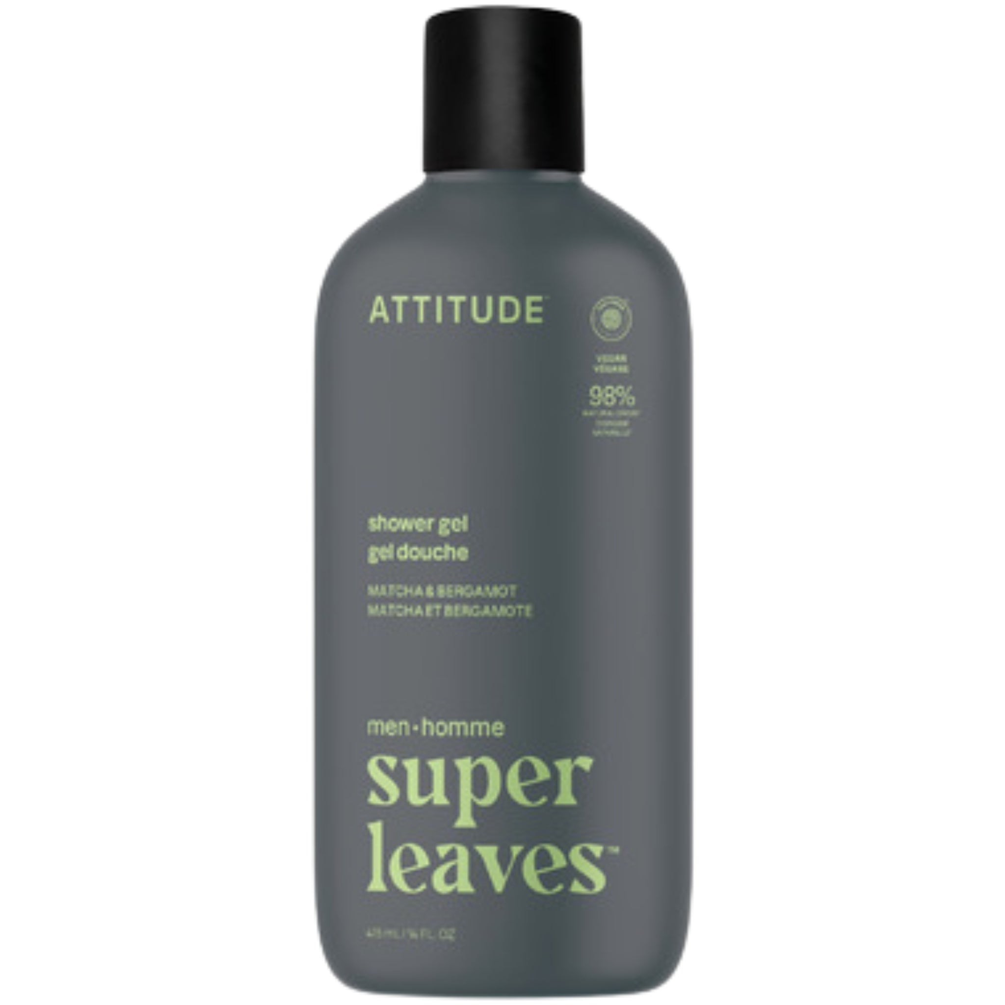 Attitude Men's Shower Gel Matcha & Bergamot 415ml - Nature's Source Inc