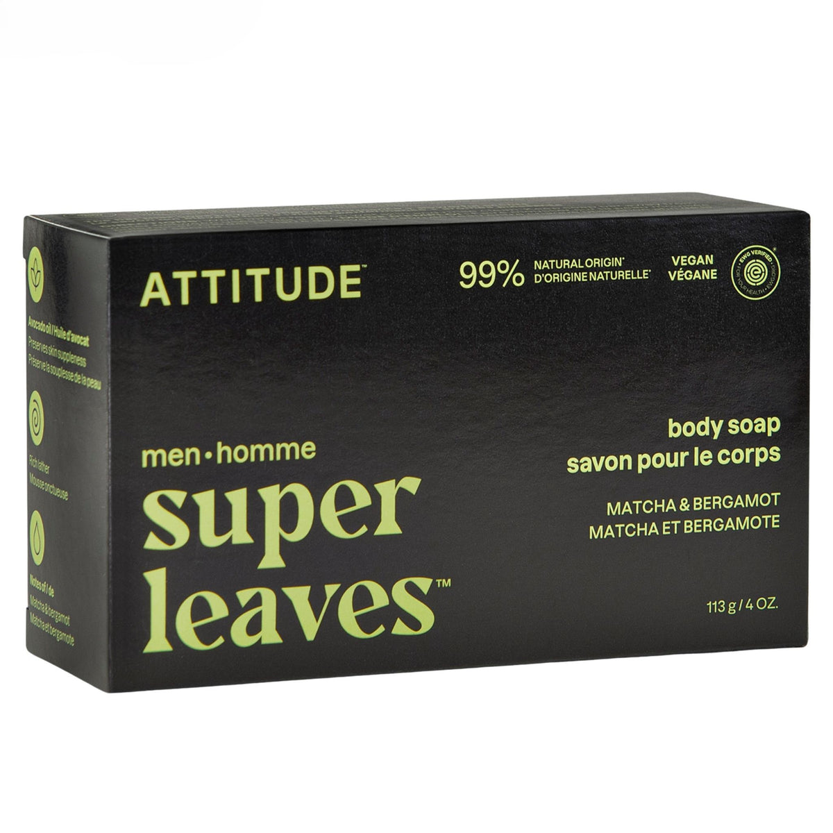 Attitude Men's Body Soap Matcha & Bergamot 113g - Nature's Source Inc