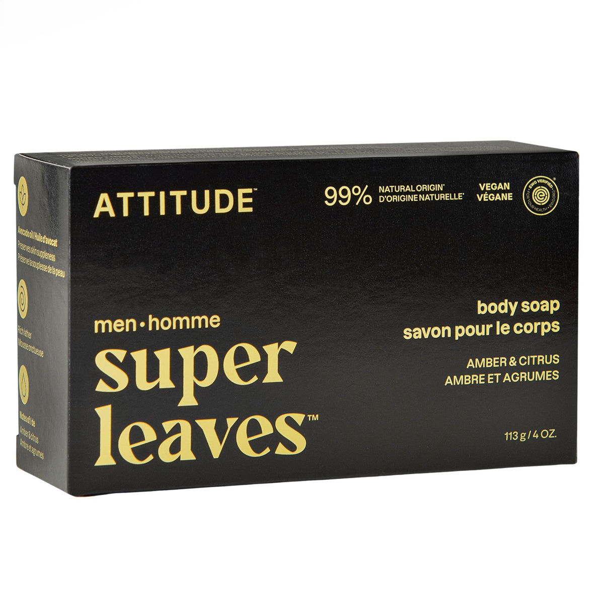 Attitude Men's Body Soap Amber & Citrus 113g - Nature's Source Inc