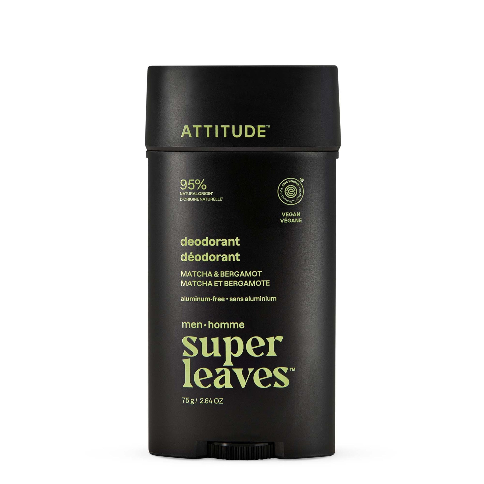 Attitude Men's Deodorant Matcha & Bergamot 75g - Nature's Source Inc