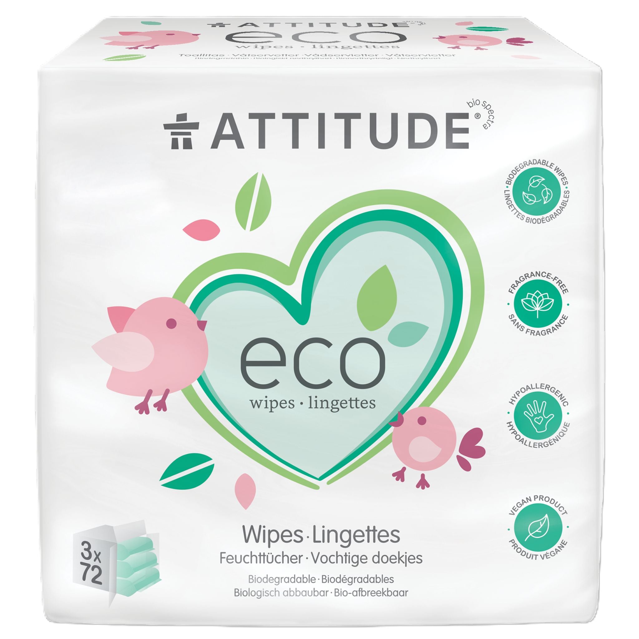 Attitude Baby Wipes100% Biodegradable Refill 216ct - Nature's Source Inc