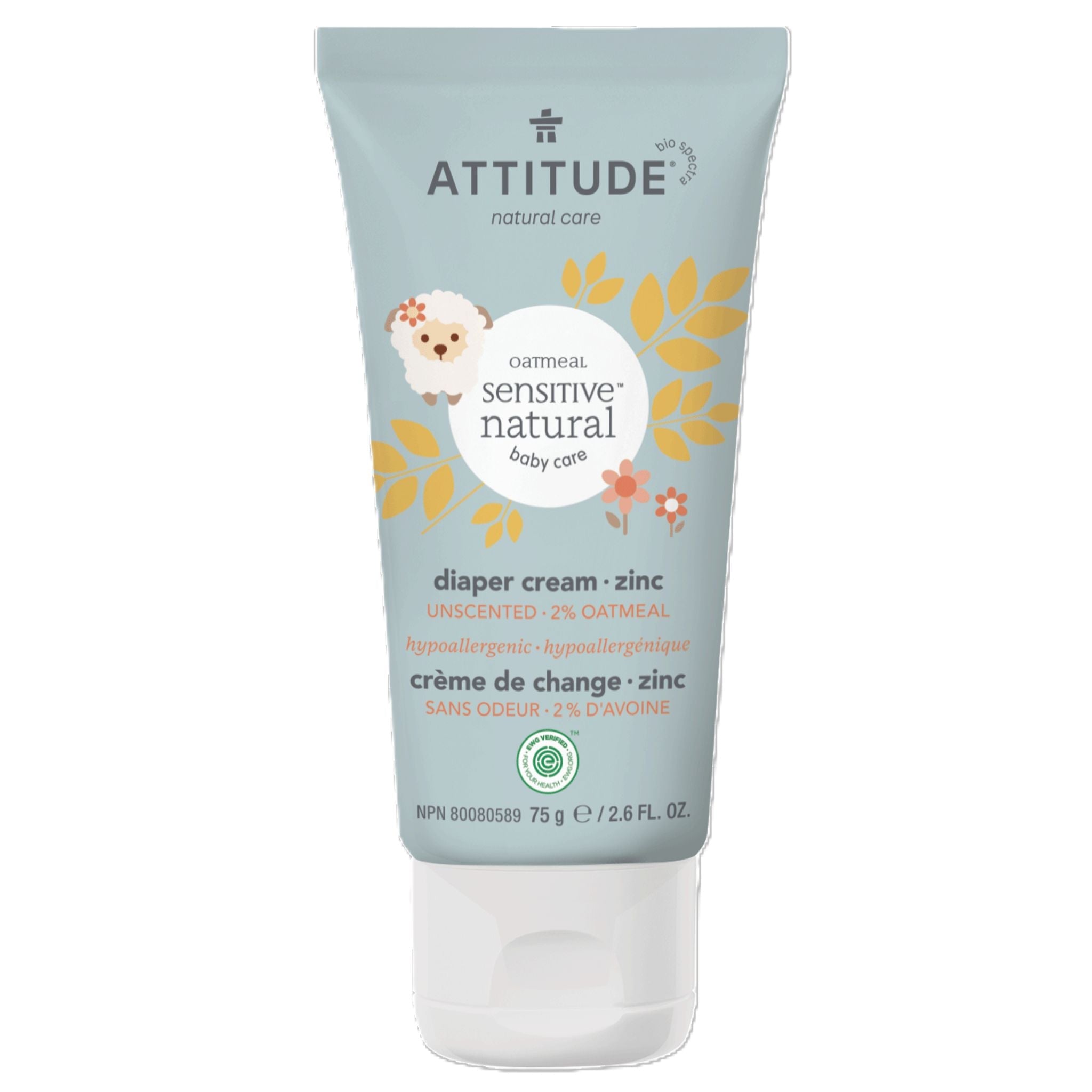 Attitude Unscented Diaper Cream Zinc 75g - Nature's Source Inc