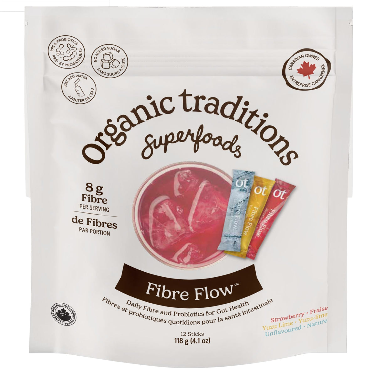 Organic Traditions Fibre Flow Variety 12pk 118g - Nature's Source Inc