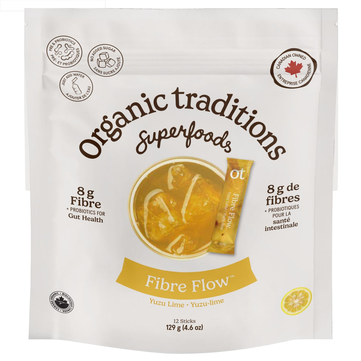 Organic Traditions Fibre Flow Yuzu Lime 12 Sticks 129g - Nature's Source Inc