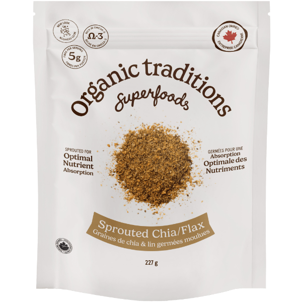 Organic Traditions Sprouted Chia - Flax Powder 227g - Nature's Source Inc