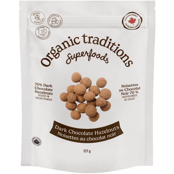 Organic Traditions Dark Chocolate Hazelnuts - 227g - Nature's Source Inc