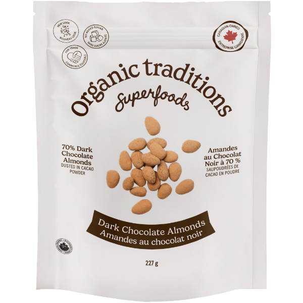 Organic Traditions Dark Chocolate Almonds - 227g - Nature's Source Inc