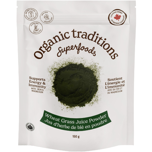 Organic Traditions Wheat Grass Juice Powder - 150g - Nature's Source Inc