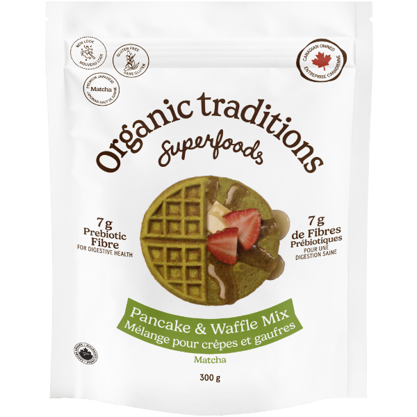 Organic Traditions Pancake Waffle Matcha 300g - Nature's Source Inc
