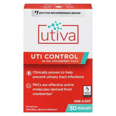 Utiva UTI Control 30 Vegan Caps - Prevents Urinary Tract Infections, Rich in Antioxidant, Effective Active Molecules Derived From Cranberries