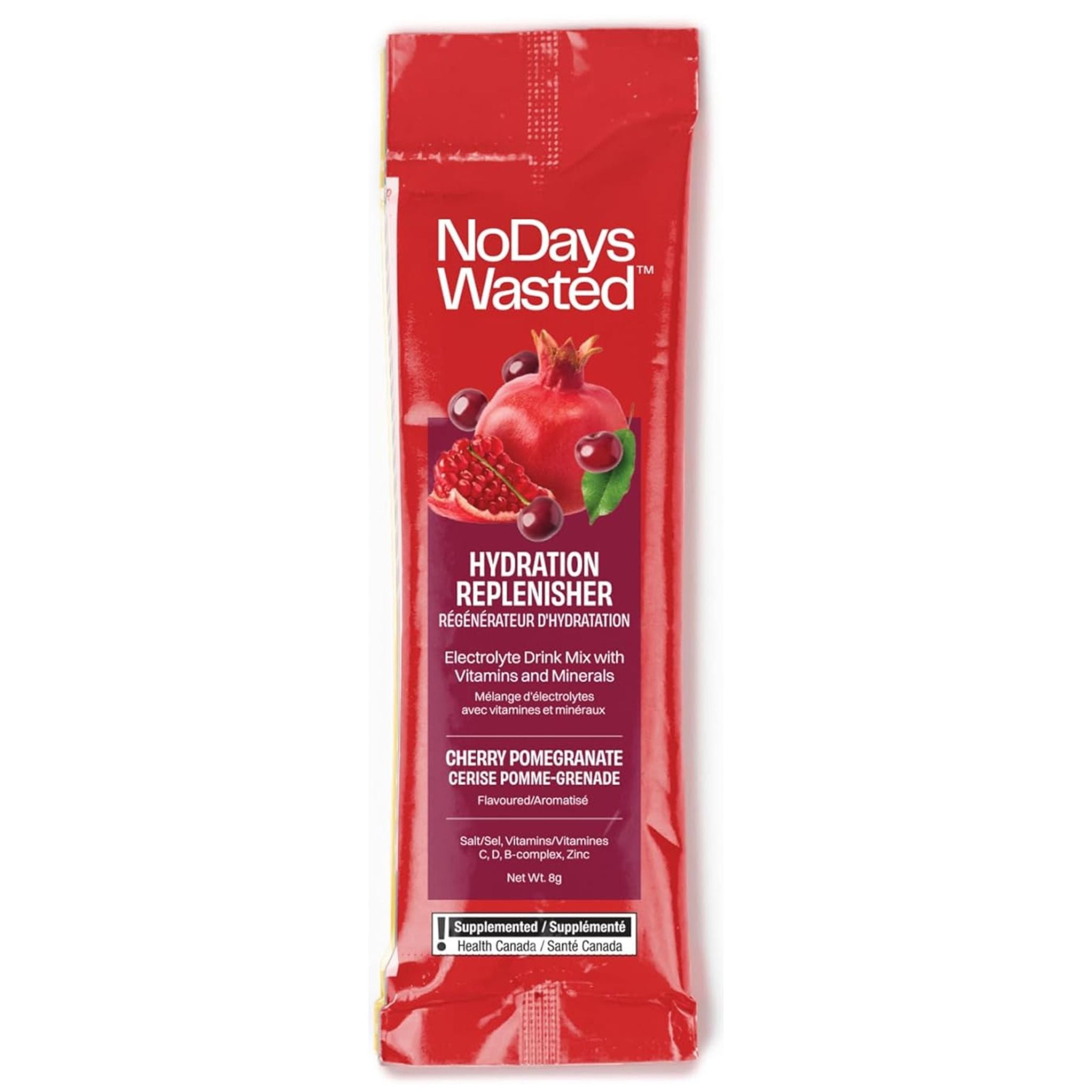 No Days Wasted Hydration Cherry Pomegranate 8g - Electrolyte Drink Mix, Great Product For Hydration, Suitable For Running, Golfing On Hot Days And Playing Any High - Intensity Sport - Nature's Source Inc