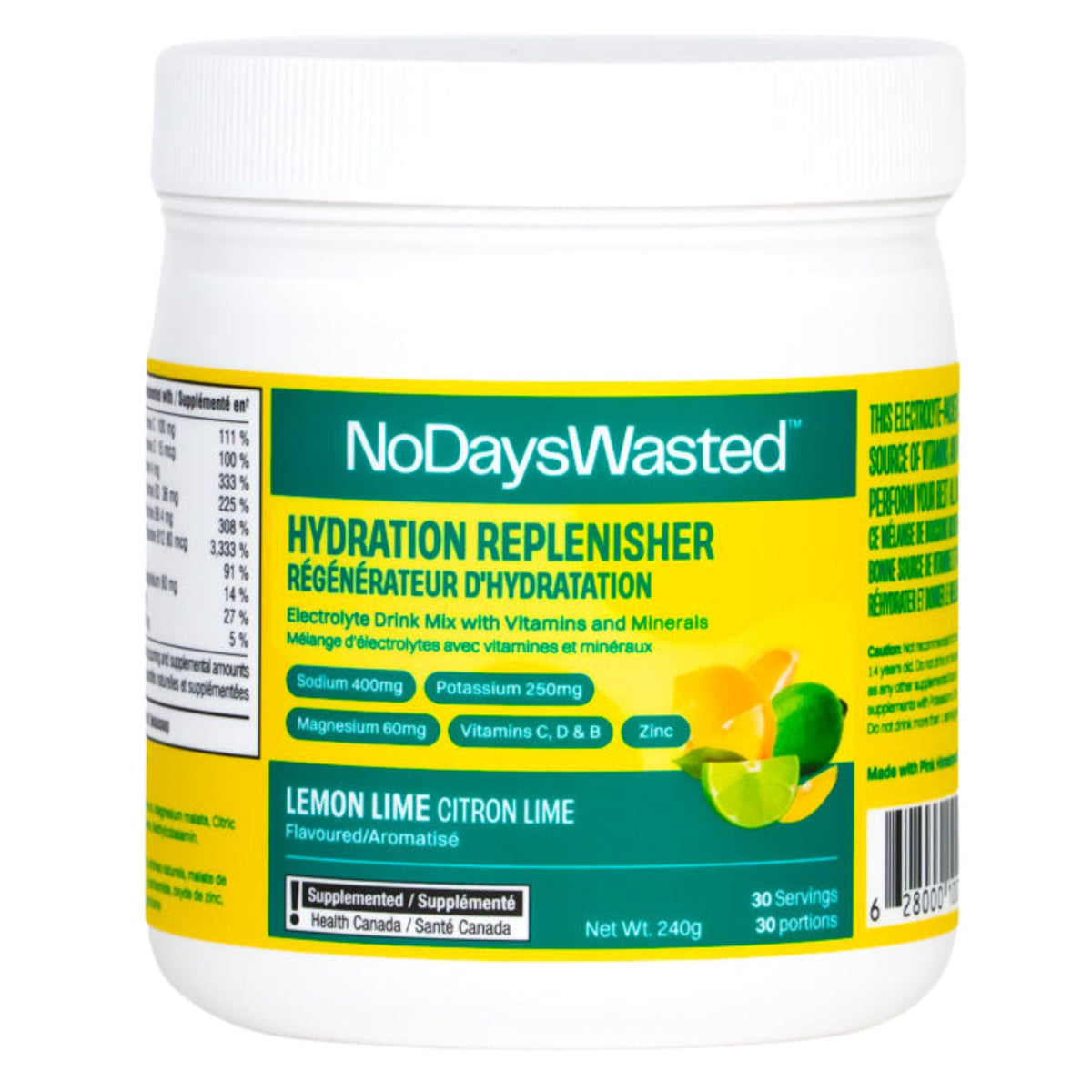 No Days Wasted Hydration Lemon Lime 30 Count - Nature's Source Inc