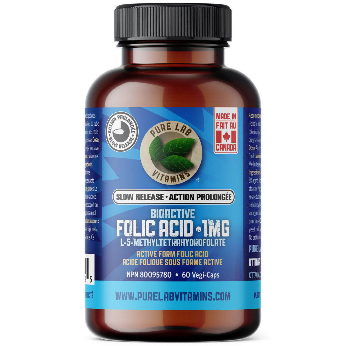 Pure Lab Bioactive Folic Acid 1mg SR 60ct