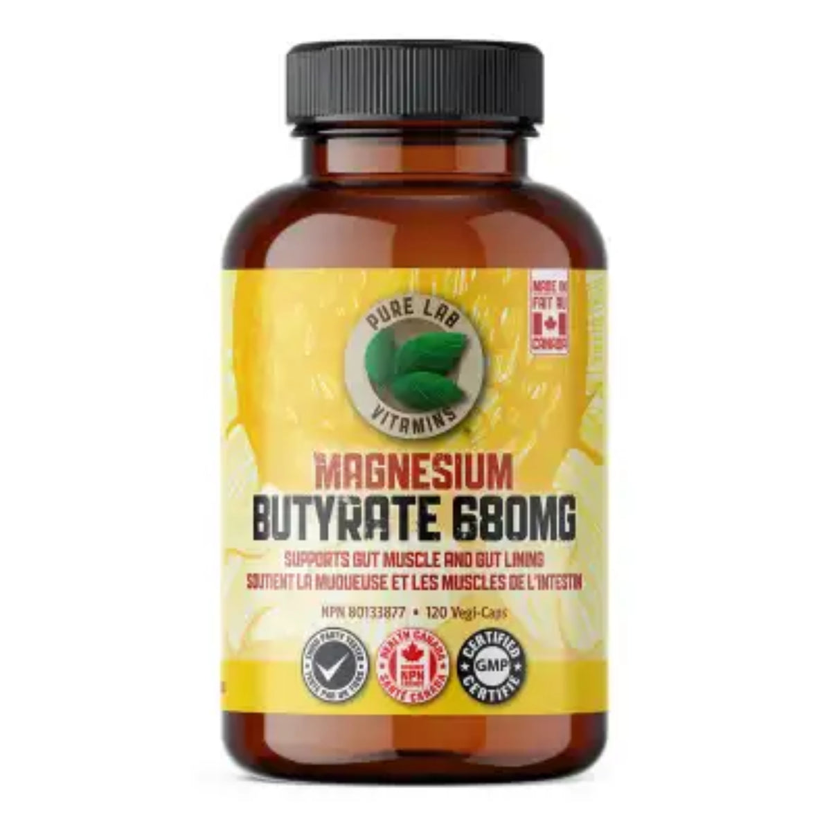 Pure Lab Vitamins Magnesium Butyrate 680mg 120 Vegetable Capsules - Nature's Source Inc
