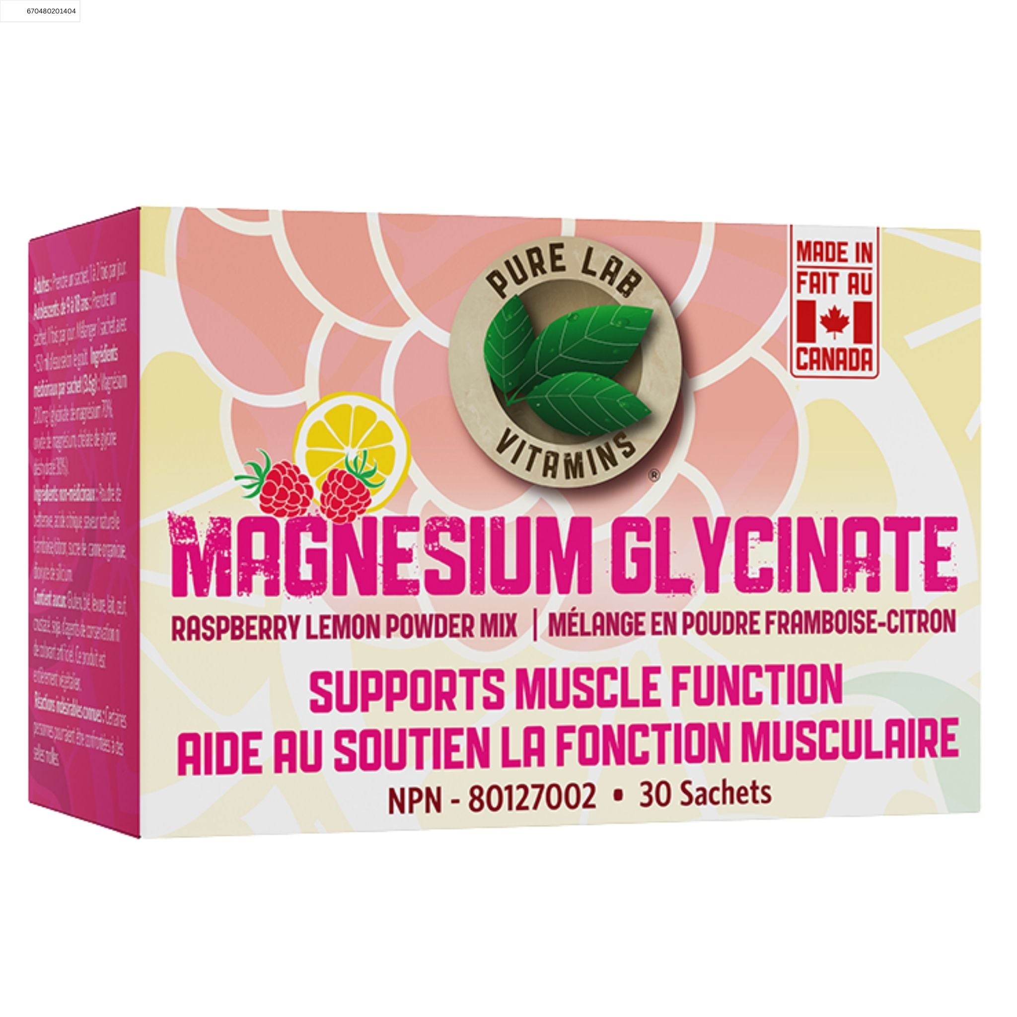 Pure Lab Magnesium Glycinate Raspberry Lemon 30 Sachets - Nature's Source Inc