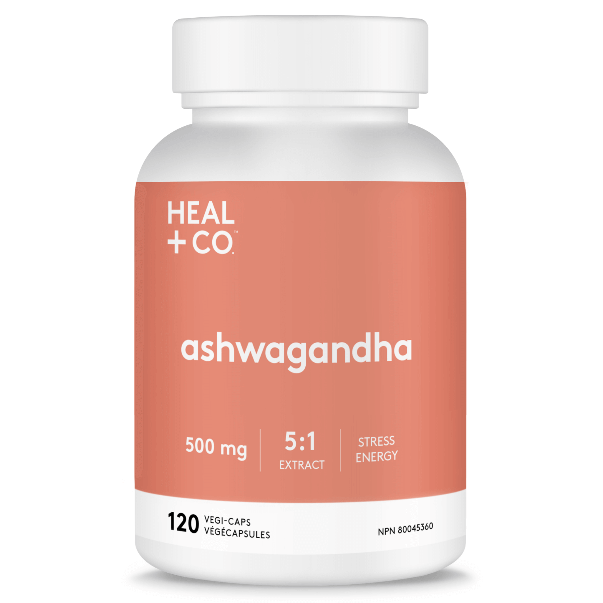 Heal + Co. Ashwagandha 500mg 120 Vegetarian Capsules