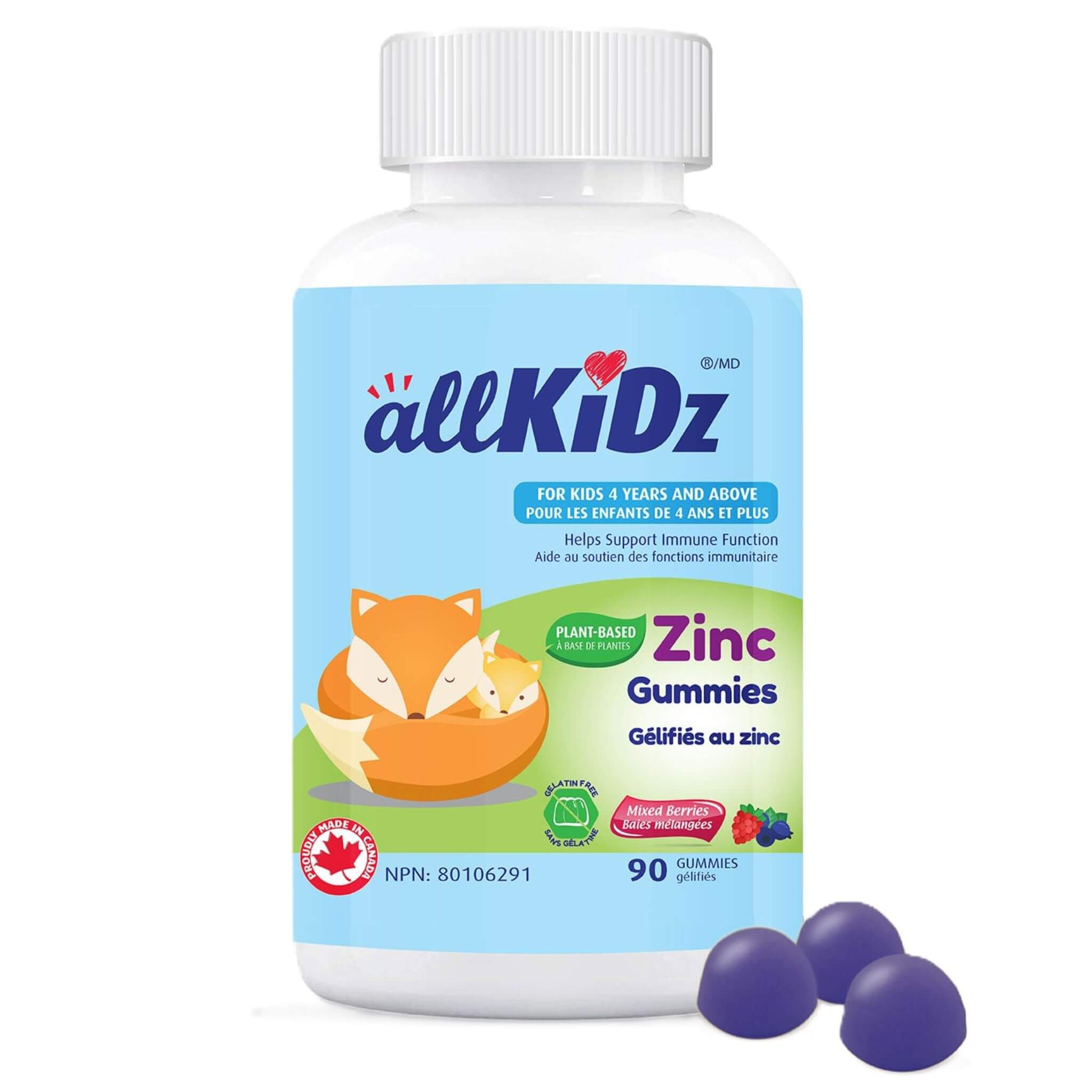 Allkidz Naturals Zinc 90 Gummies