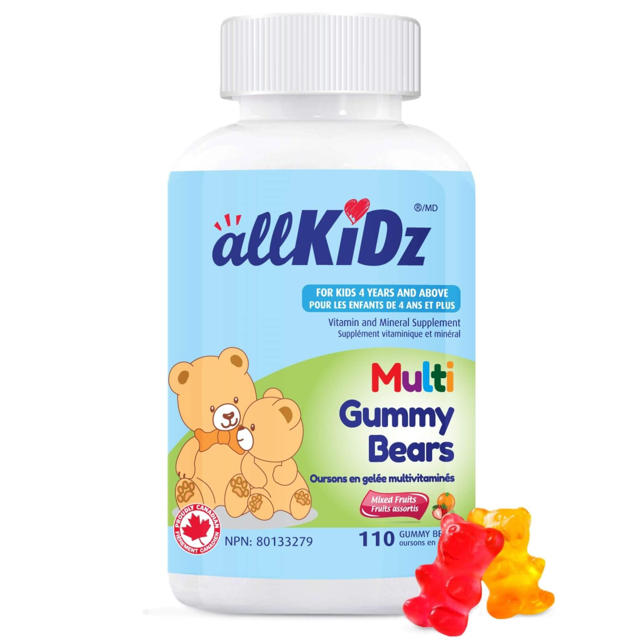 Allkidz Naturals Multi Gummy Bears 110 Gummies