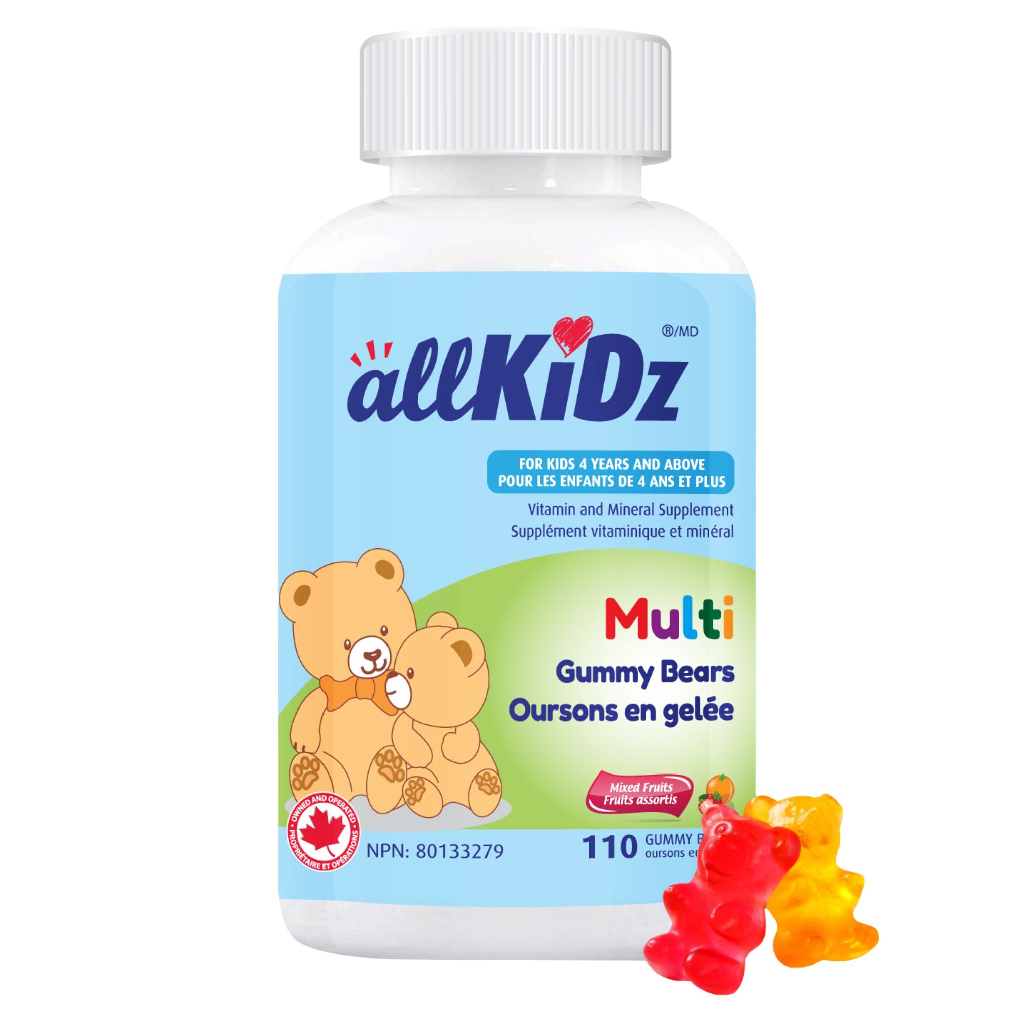 Allkidz Naturals Multi Gummy Bears 110 Gummies - Nature's Source Inc