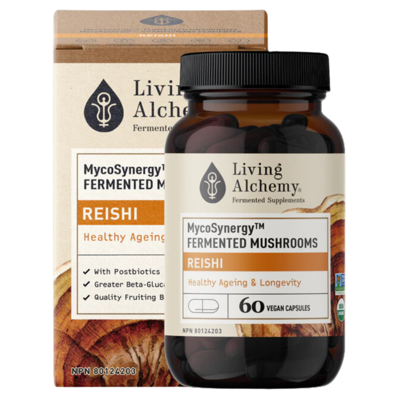 Living Alchemy MycoSynergy Fermented Mushrooms Reishi 60 Vegan Capsules - Supports Healthy Immune Function, Reduces Inflammation And Effects Of Ageing, Has Adaptogenic Properties For Alleviating Stress And Anxiety