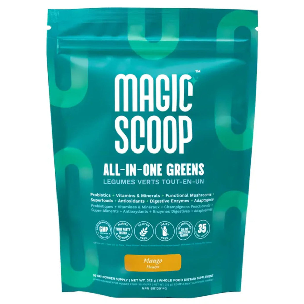 Magic Scoop All - In - One Greens Mango 312g - Nature's Source Inc