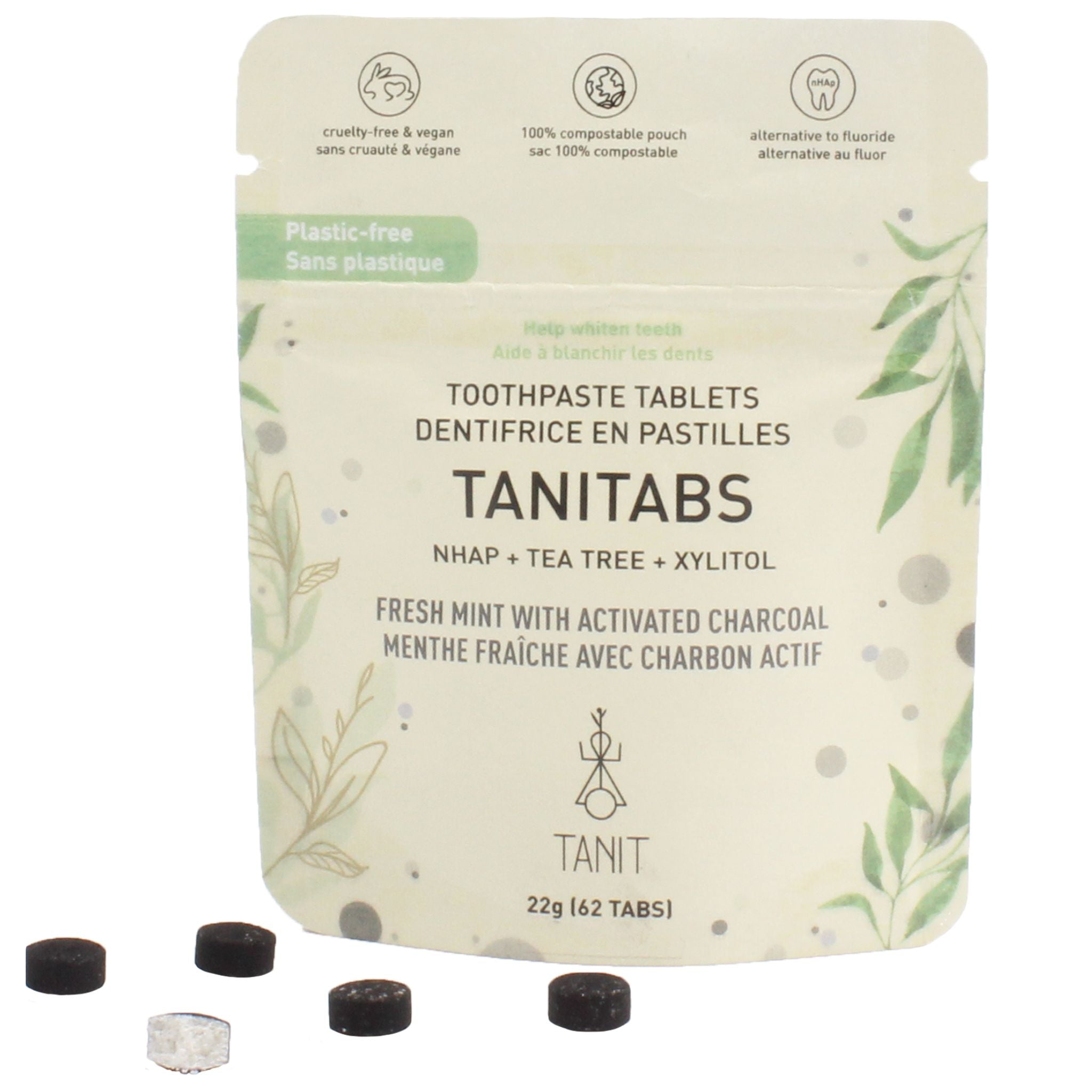 Tanit Toothpaste Fresh Mint & Charcoal 62 Tablets - Nature's Source Inc
