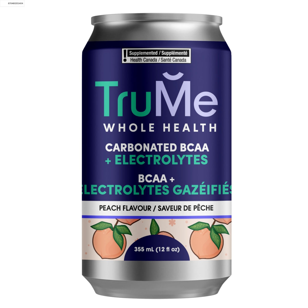 TruMe Carbonated BCAA+Electrolytes Peach 355ml - Nature's Source Inc