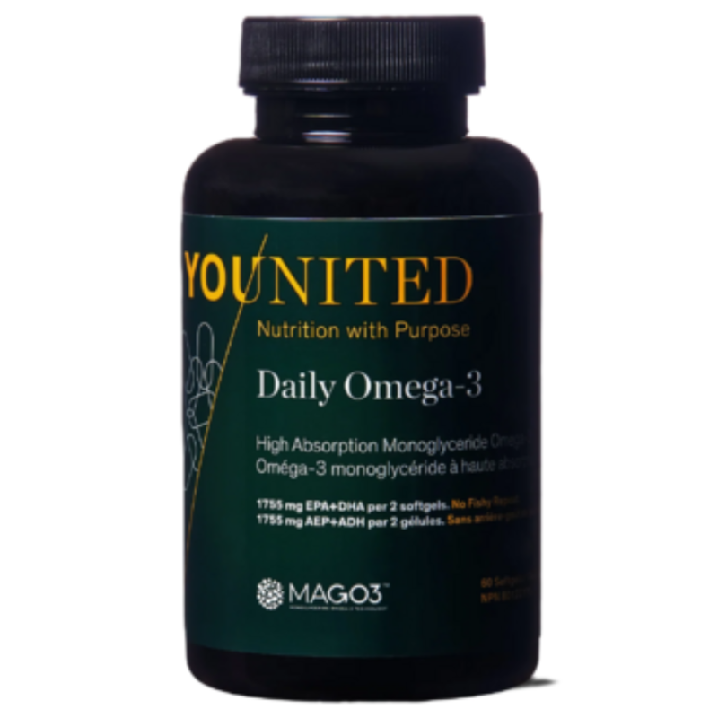 Younited Daily Omega Fish Oil 60 Softgels - Supports Cardiovascular Health, Promotes Healthy Blood Pressure And Cholesterol Levels, Reduces Inflammation, Supports Joint And Muscle Comfort, Supports Overall Well-Being