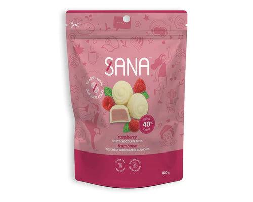 Sana White Chocolaty Bites Raspberry 100g