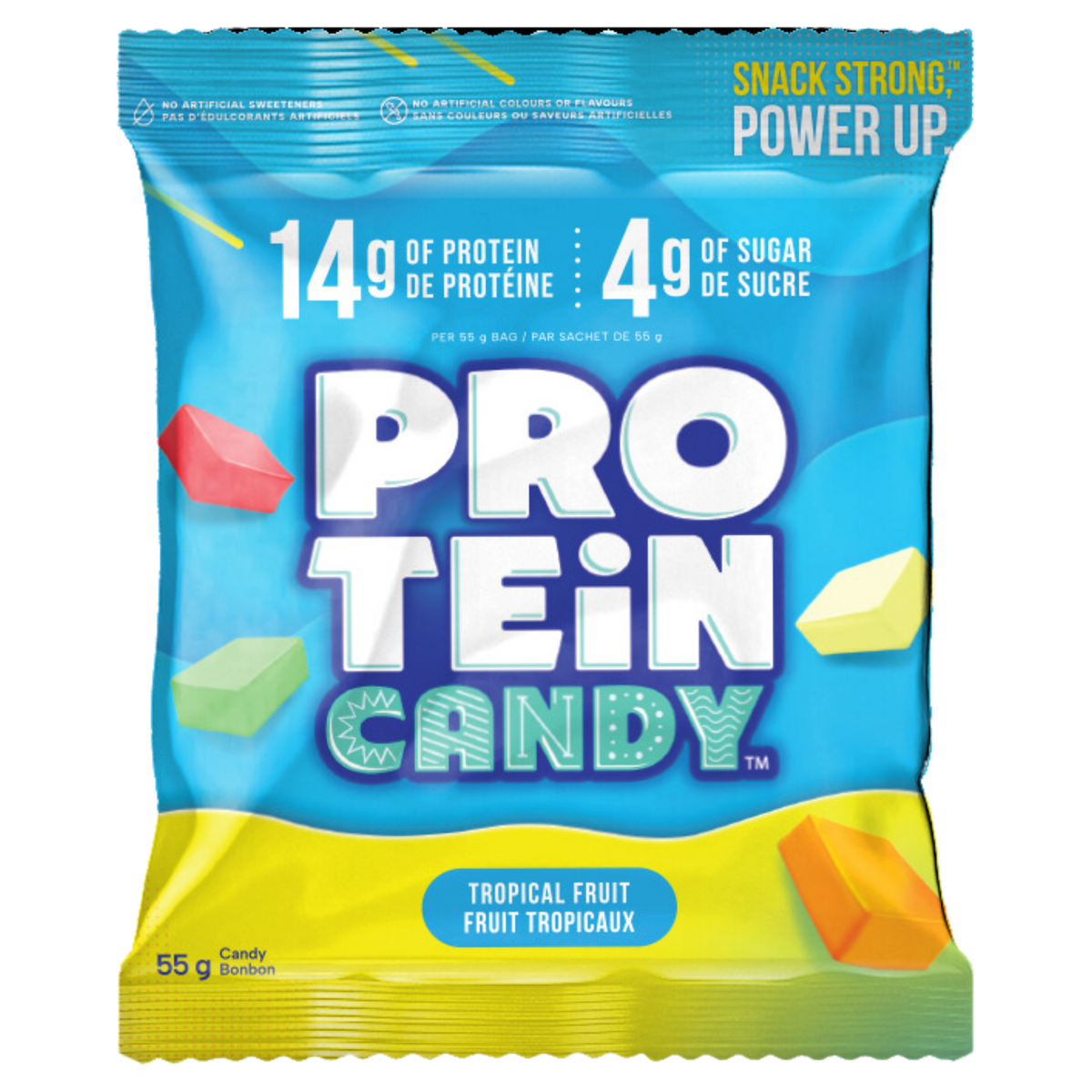 Protein Candy Tropical Fruit 55g - Sweetened With Monk Fruit Juice And Stevia, Only Natural Flavors And Colors Are Used In All Products, Low Sugar, And High Protein Candy, Comes In Multiple Flavor