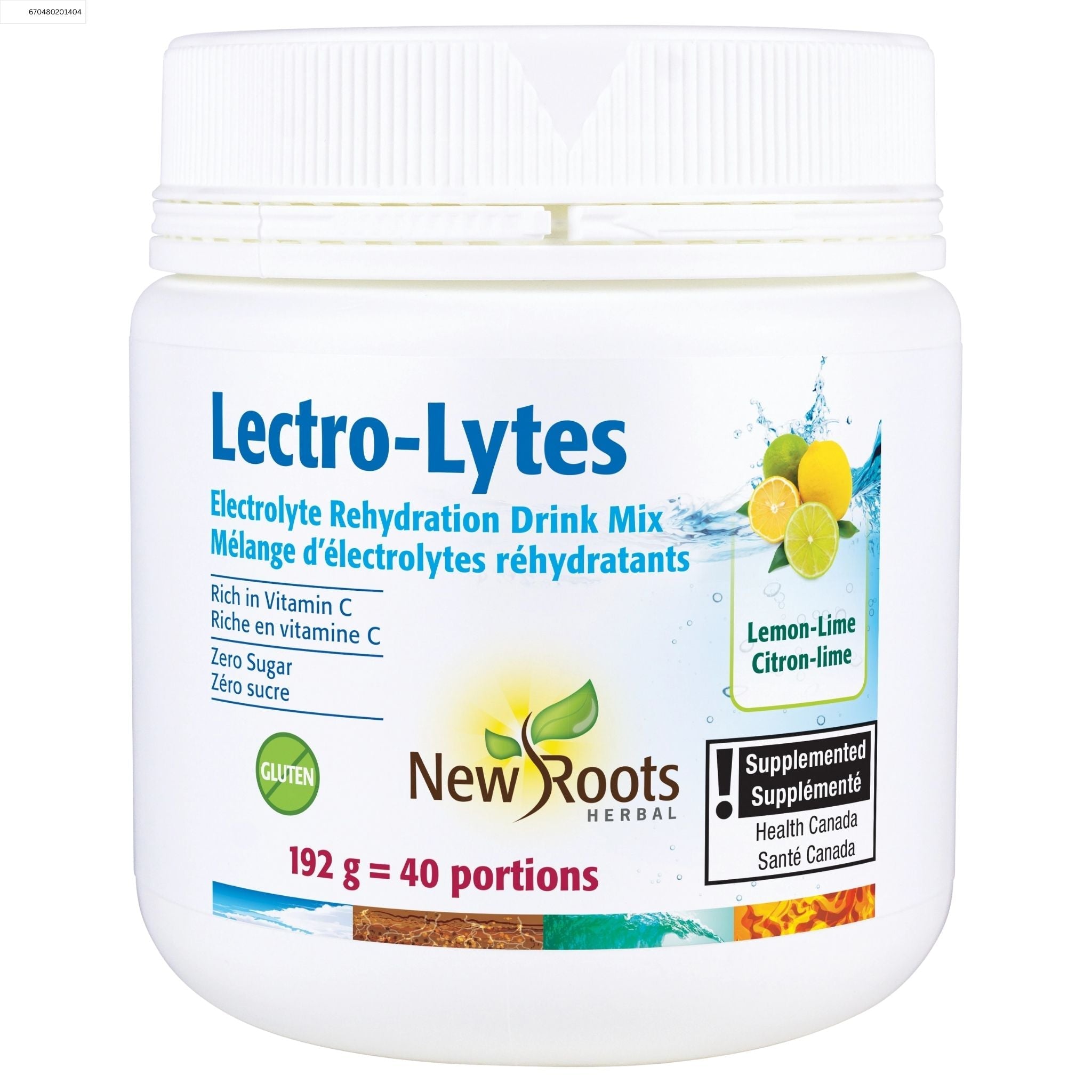 New Roots Lectro - Lytes Lemon‑Lime Drink Mix 192g - Nature's Source Inc