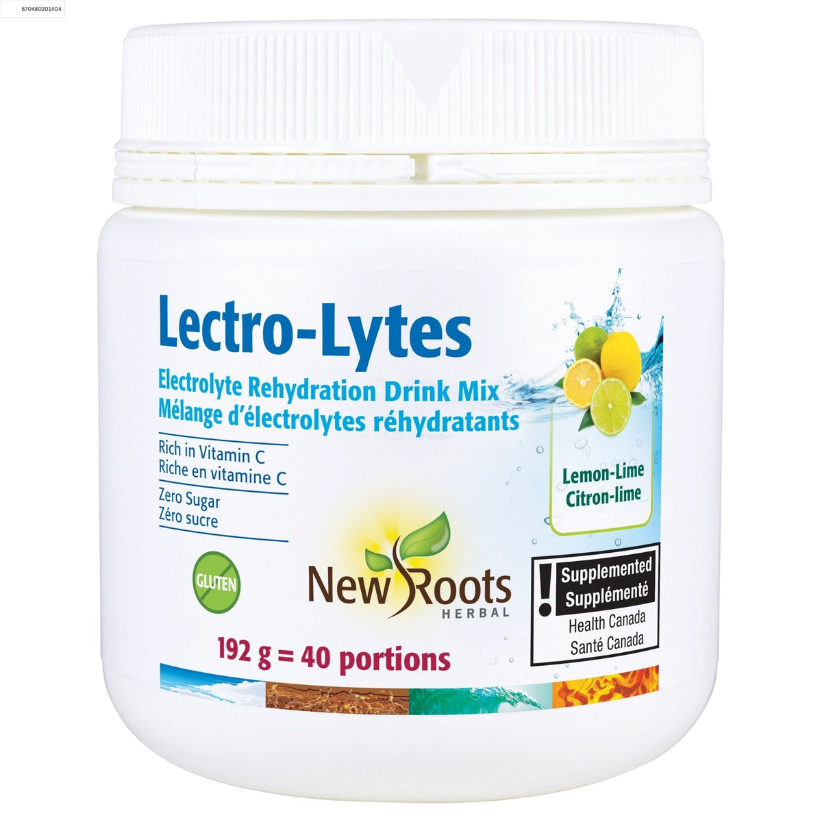 New Roots Lectro - Lytes Lemon‑Lime Drink Mix 192g - Nature's Source Inc