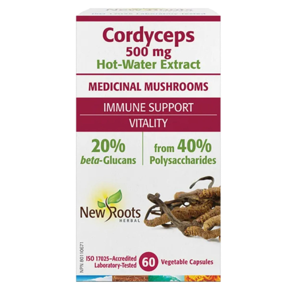 New Roots Cordyceps 500mg 60 Vegetable Capsules - Nature's Source Inc