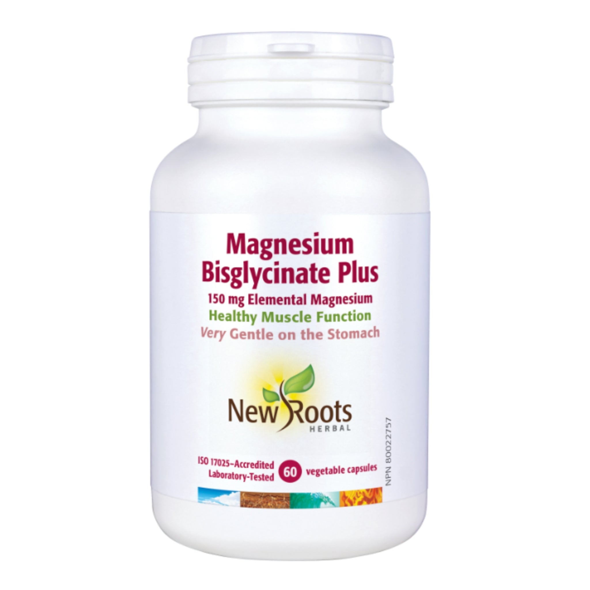 New Roots Magnesium Bisglycinate Plus 150mg 60 Vegetable Capsules - Nature's Source Inc