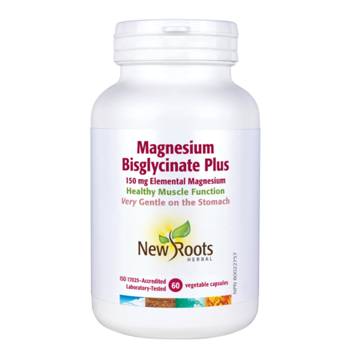New Roots Magnesium Bisglycinate Plus 150mg 60 Vegetable Capsules - Nature's Source Inc