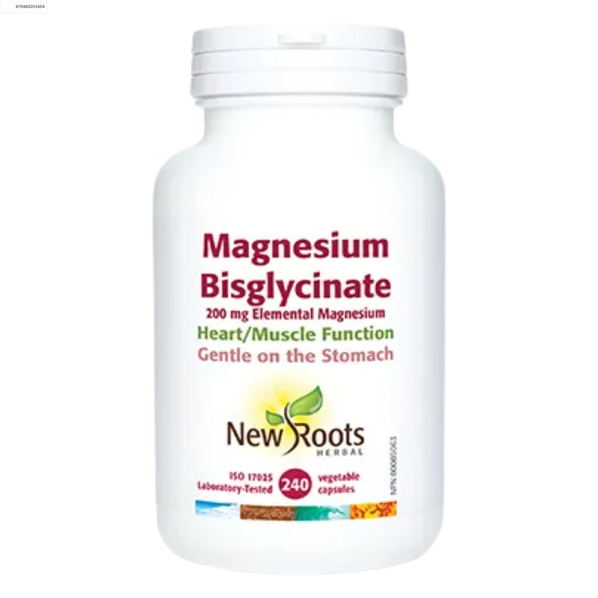 New Roots Magnesium Bisglycinate 200mg 240 Vegetable Capsules - Nature's Source Inc