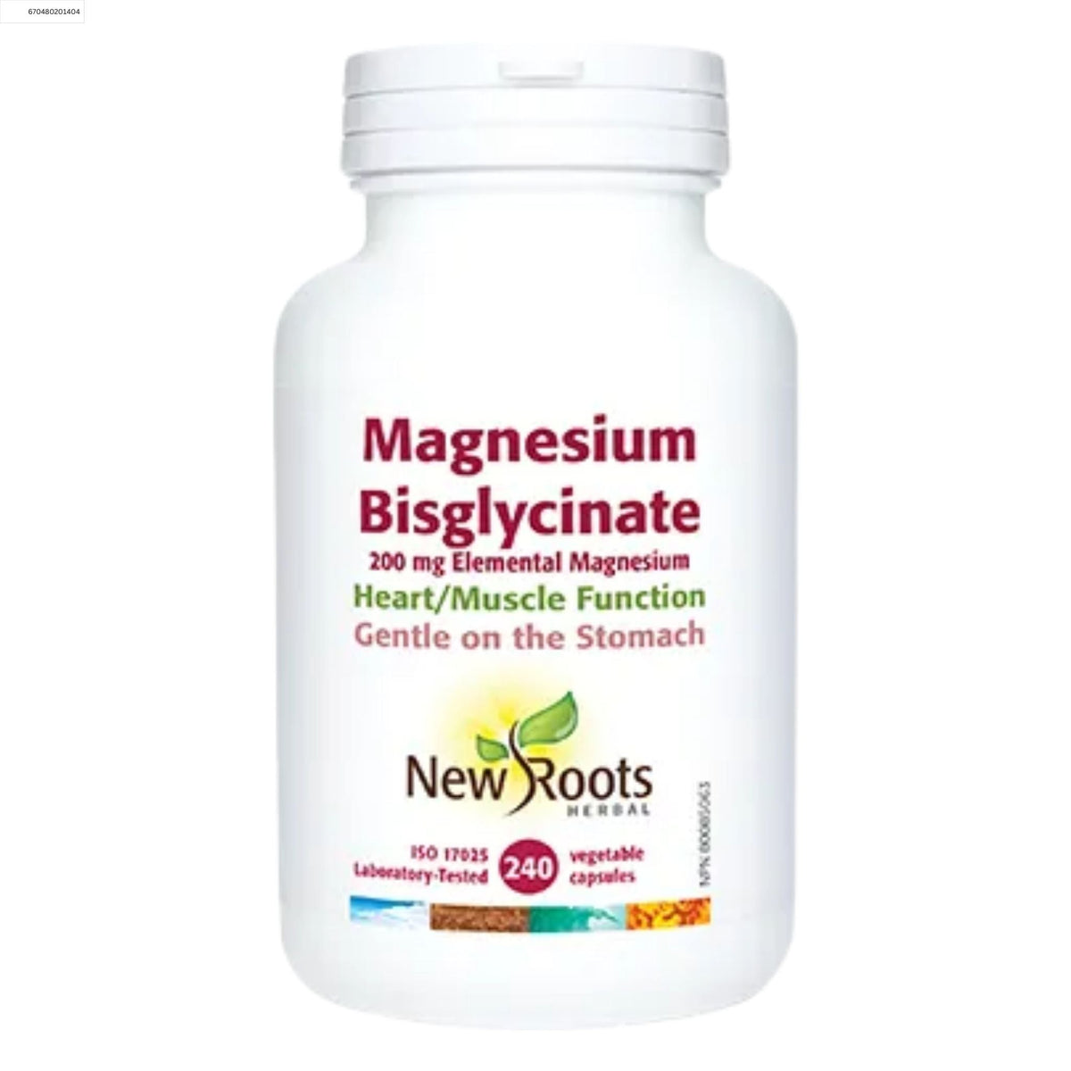 New Roots Magnesium Bisglycinate 200mg 240 Vegetable Capsules - Nature's Source Inc