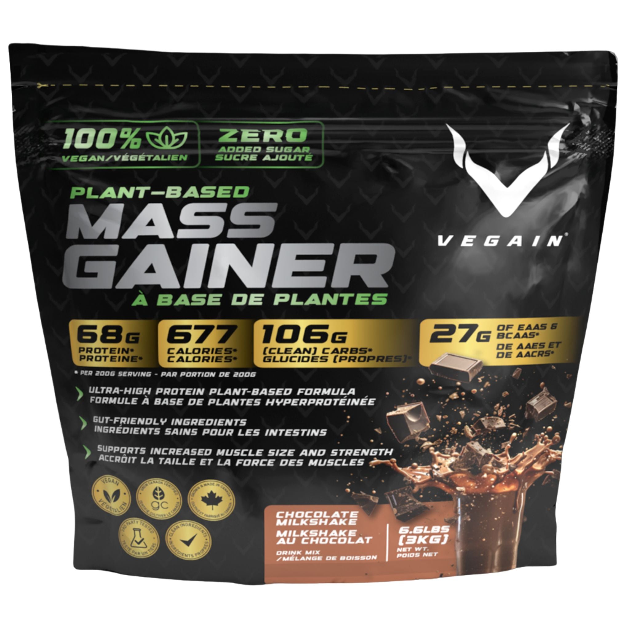 VEGAIN Plant - Based Mass Gainer Chocolate Milkshake 3kg - Nature's Source Inc
