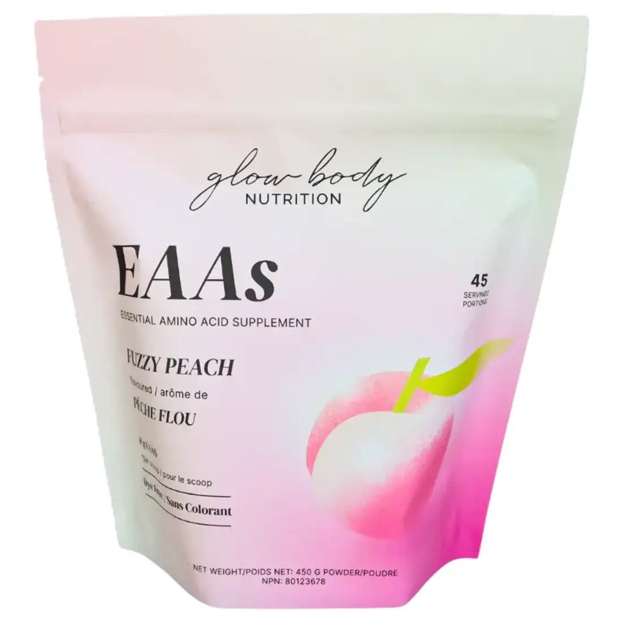 Glow Body EAAs Amino Fuzzy Peach 450g - Nature's Source Inc