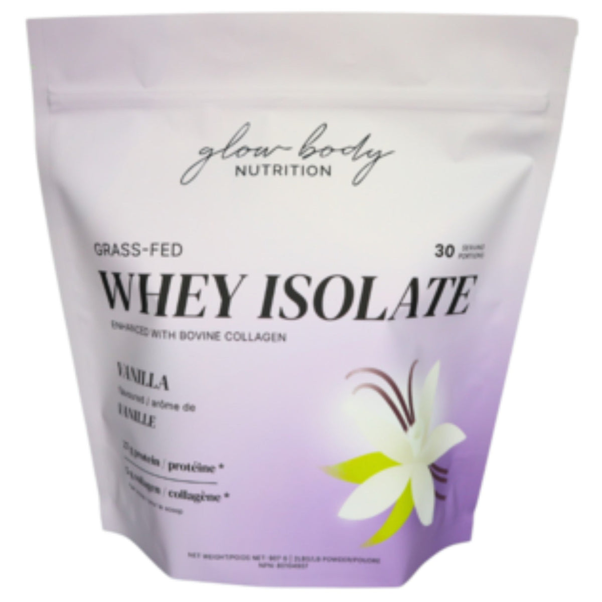 Glow Body Grass - Fed Whey Isolate Vanilla 907g - Nature's Source Inc
