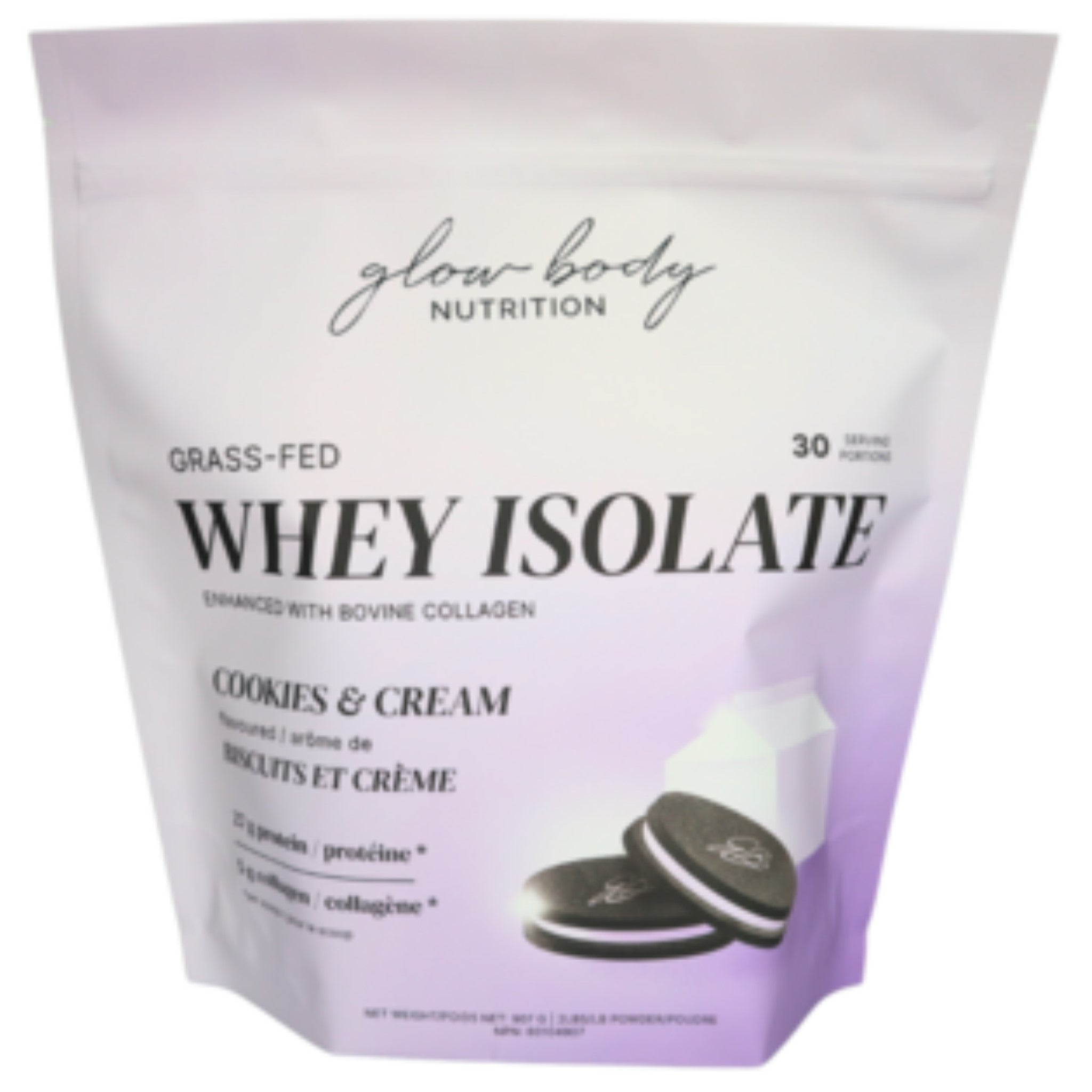 Glow Body Grass - Fed Whey Isolate Cookies & Cream 907g - Nature's Source Inc