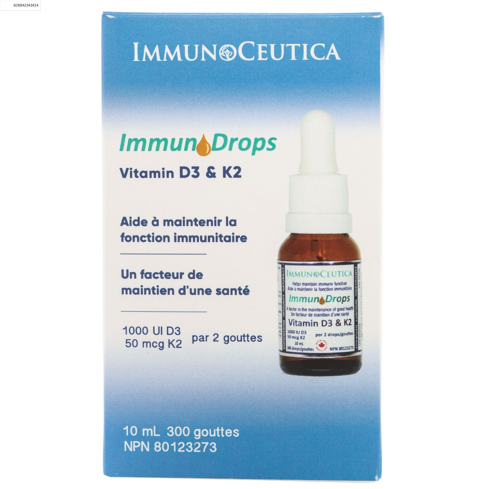 ImmunoCeutica ImmunoDrops Vitamin D3 - K2 10ml - Nature's Source Inc