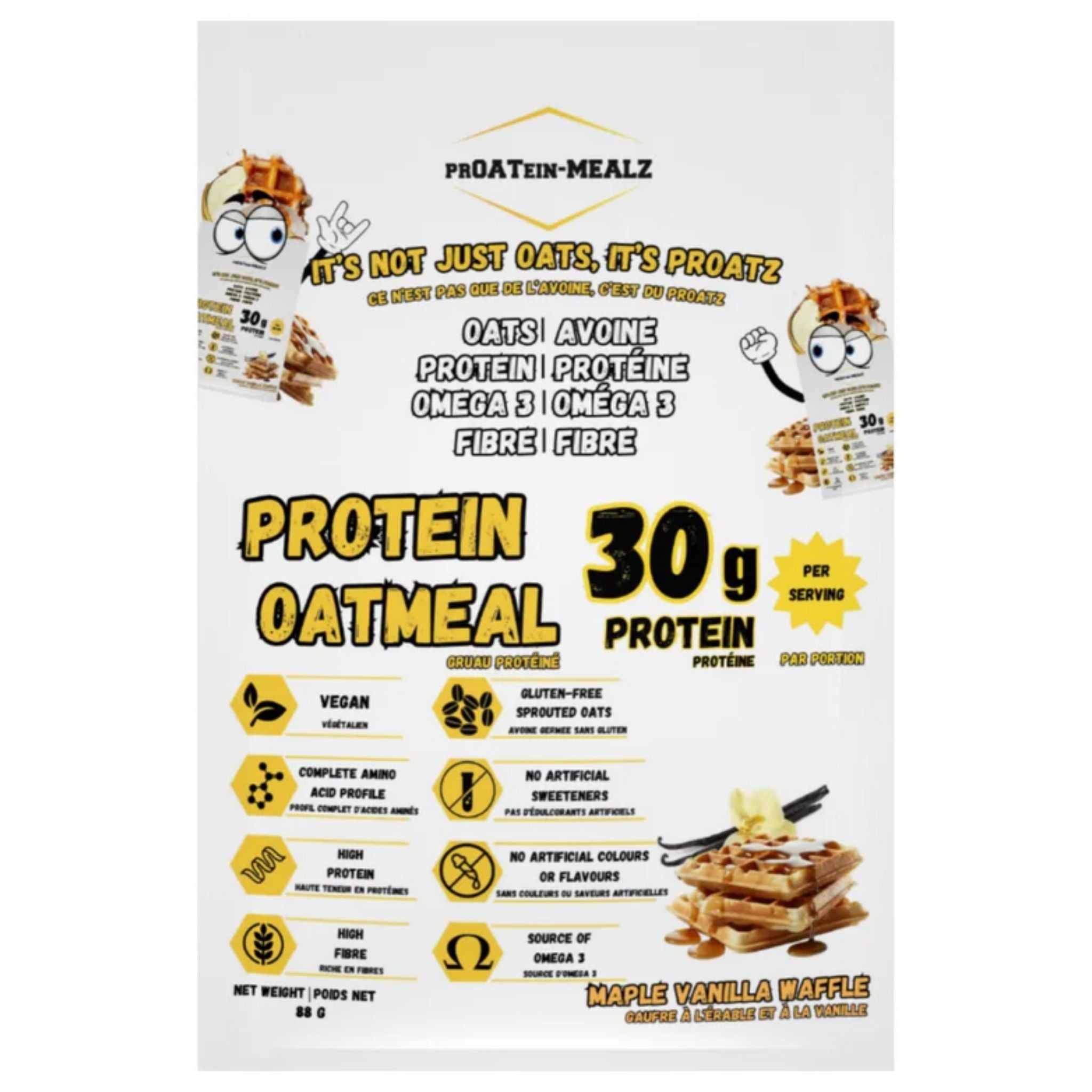 Proatein Mealz Protein Oatmeal Maple Vanilla 88g - Nature's Source Inc