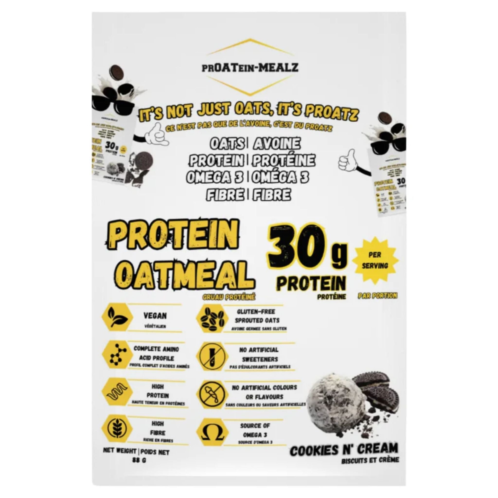 Proatein Mealz Protein Oatmeal Cookies & Cream 88g - Nature's Source Inc