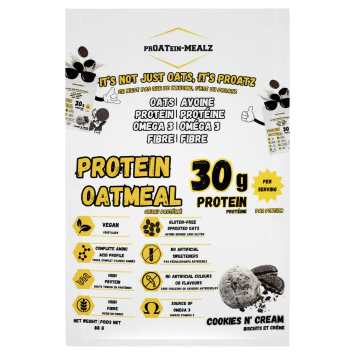 Proatein Mealz Protein Oatmeal Cookies & Cream 88g - Nature's Source Inc